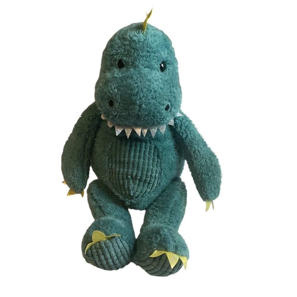 Dax the Dinosaur Stuffed Toy Bunnies By The Bay Gold Spike Corduroy Belly 10”